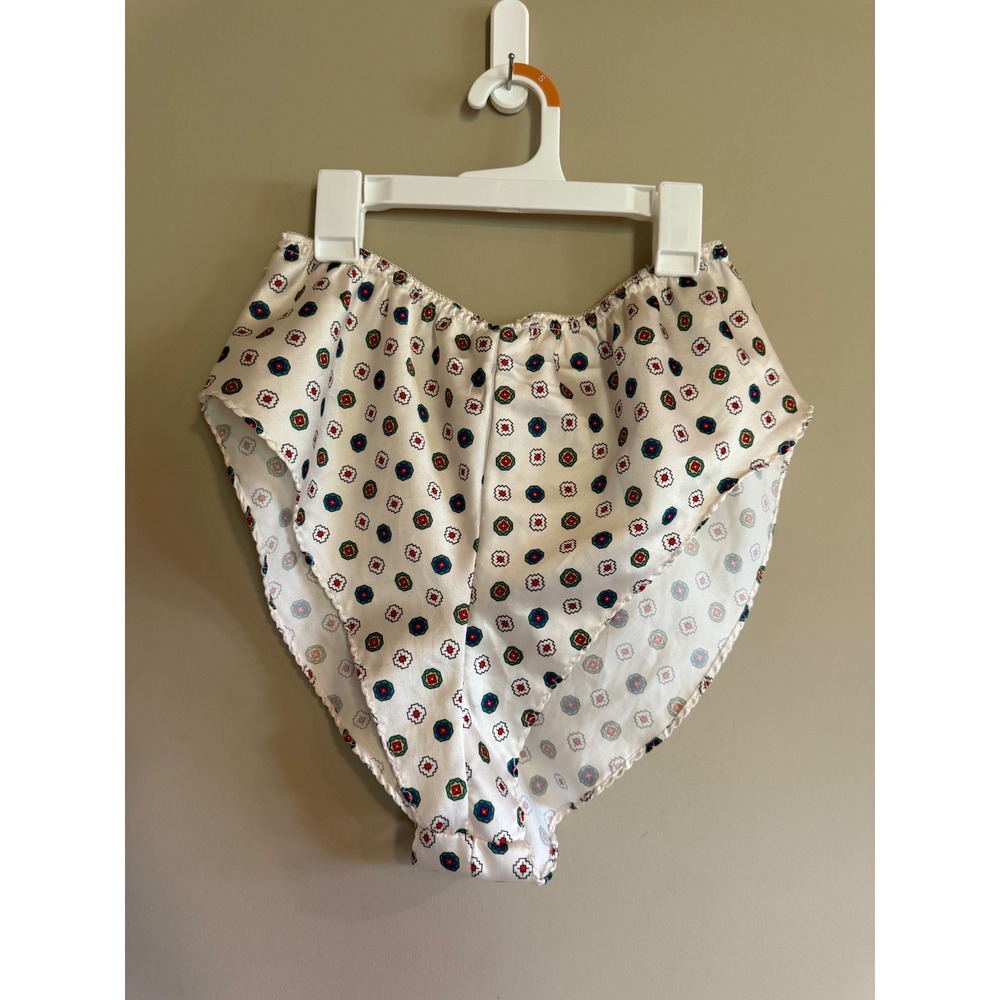 Vintage Teddy Silky Satin Camisole and Tap Shorts Set Medallion Print Large - Picture 4 of 8